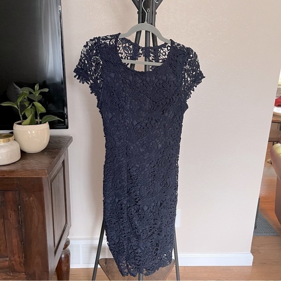 Lulu’s Hidden Talent Sage Open Back Lace Dress - Picture 1 of 6